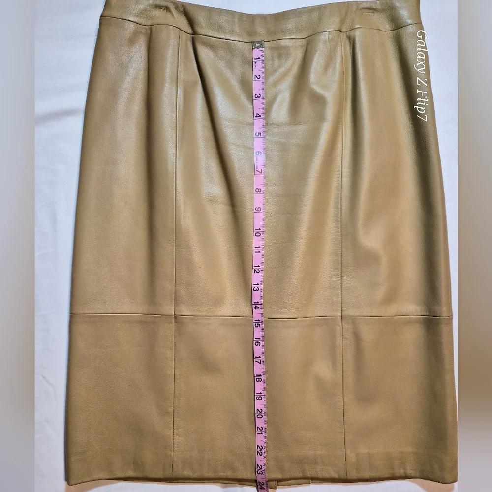 ​Talbots Petites 100% Genuine Leather Pencil Skirt - Camel / Tan - Size 14P - Picture 7 of 7
